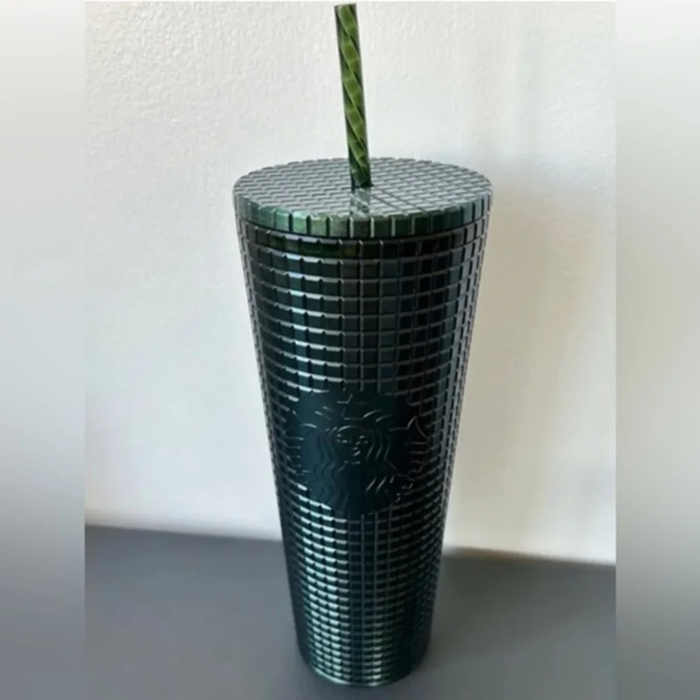 Starbucks venti tumbler green rainforest grid iridescent